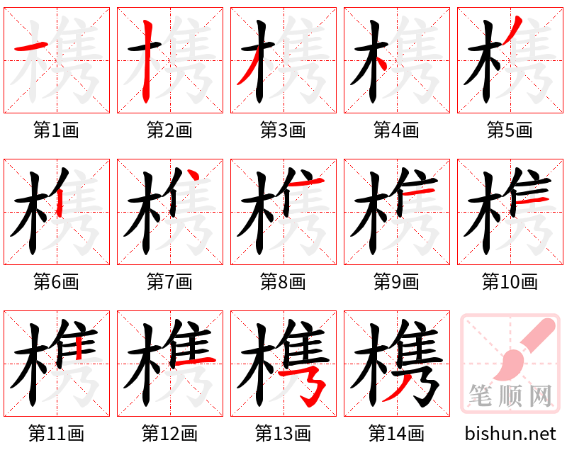 槜 笔顺规范