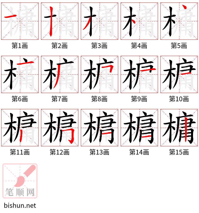 槦 笔顺规范