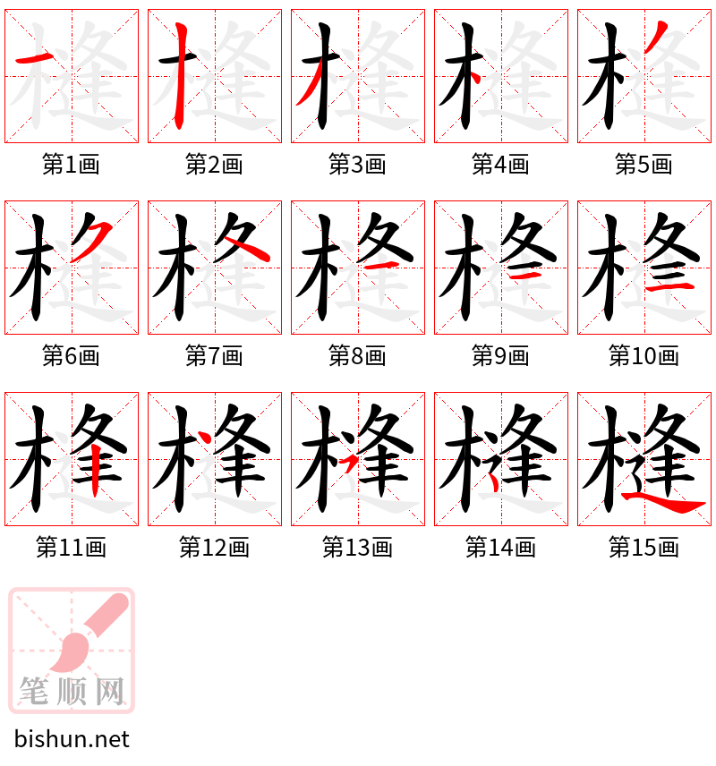 槰 笔顺规范