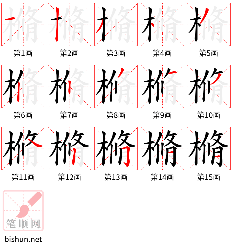 樇 笔顺规范