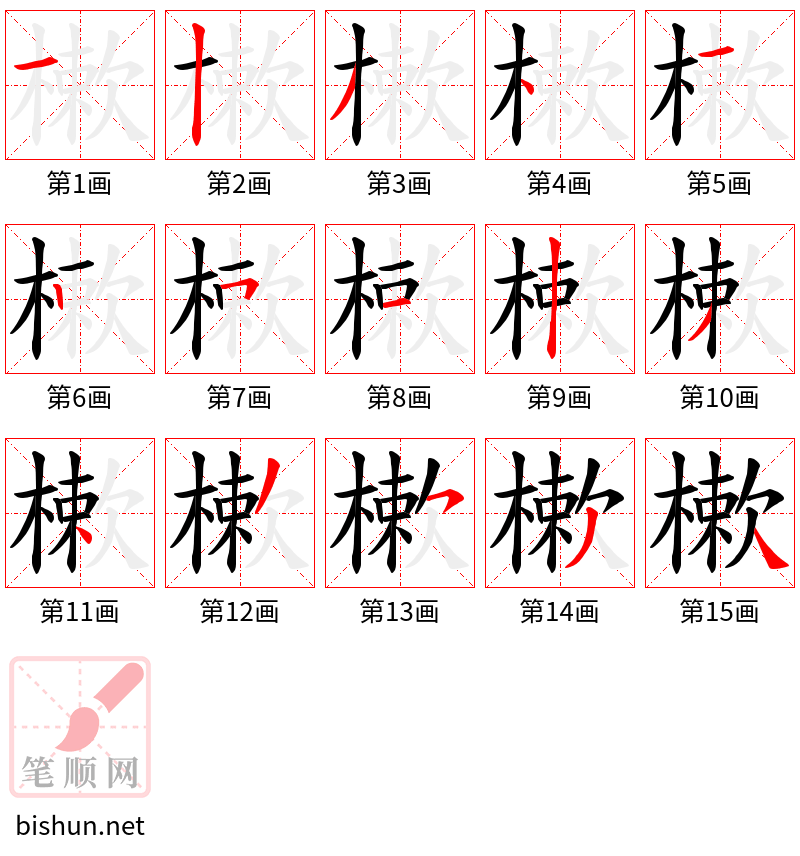 樕 笔顺规范