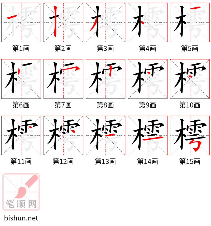 樗 笔顺规范