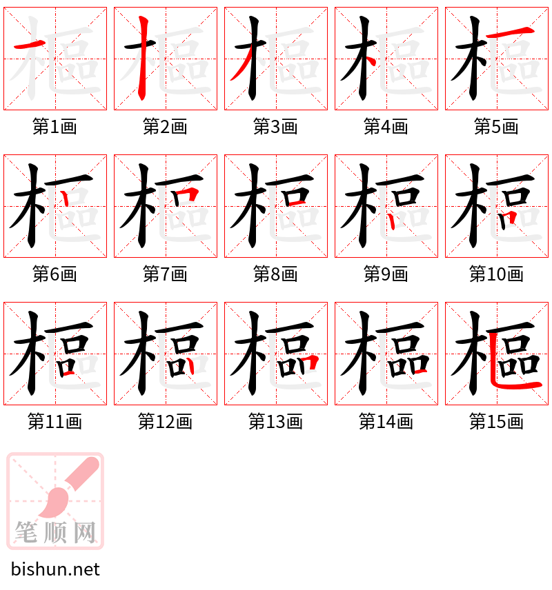 樞 笔顺规范