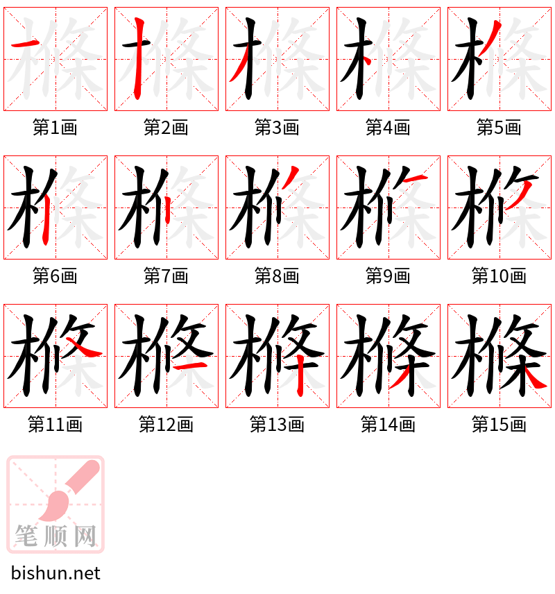 樤 笔顺规范