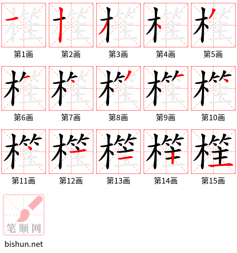 樦 笔顺规范