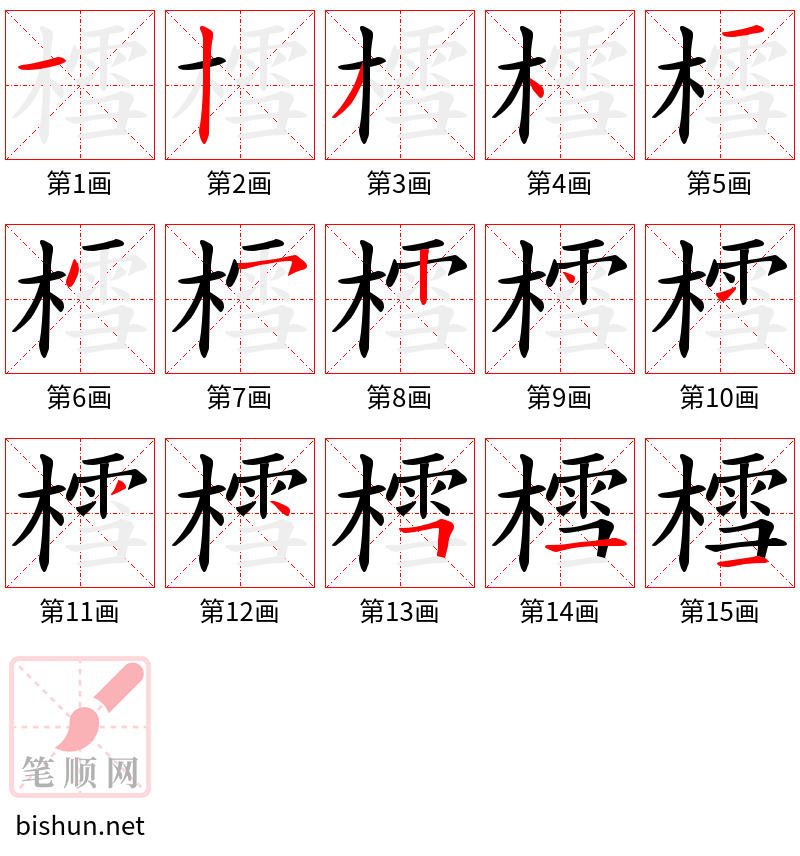 樰 笔顺规范