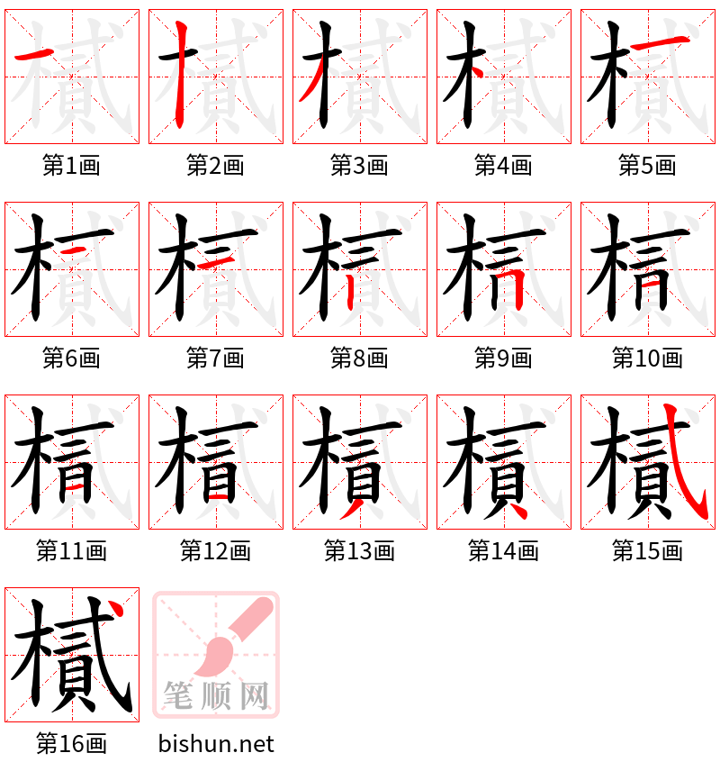 樲 笔顺规范