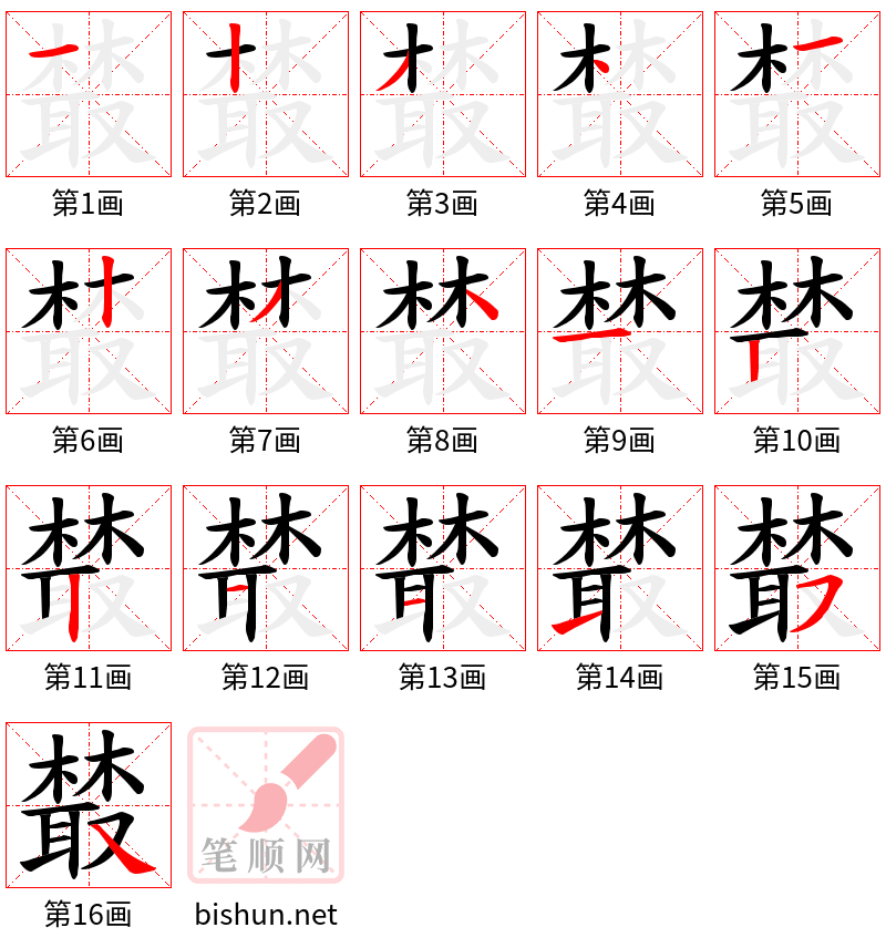 樷 笔顺规范