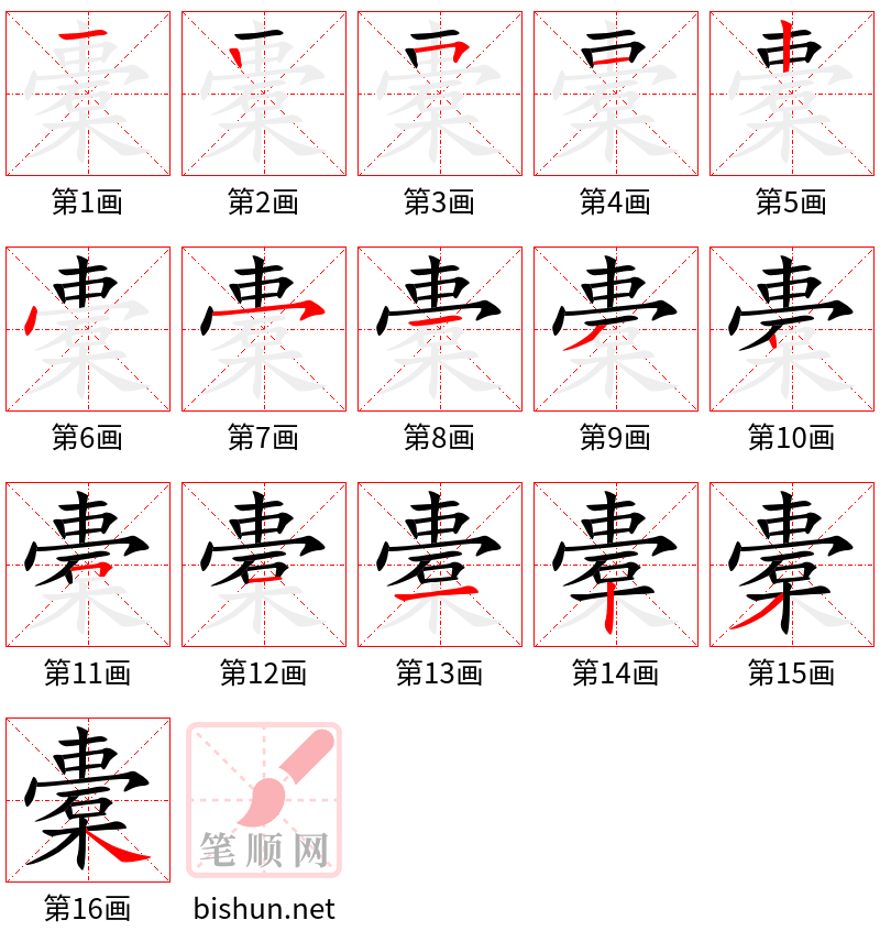 橐 笔顺规范