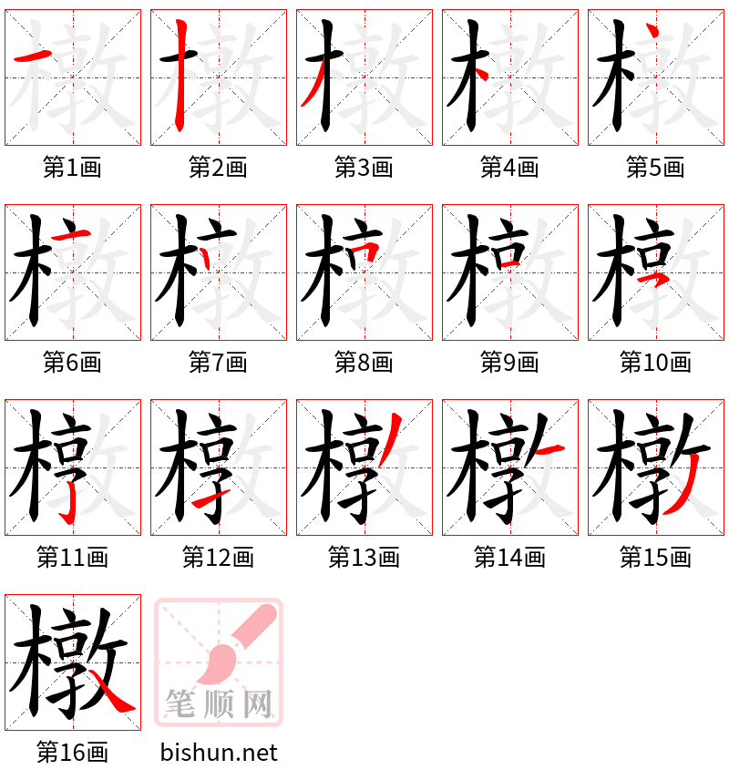 橔 笔顺规范