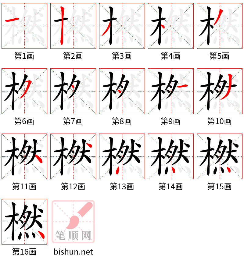 橪 笔顺规范