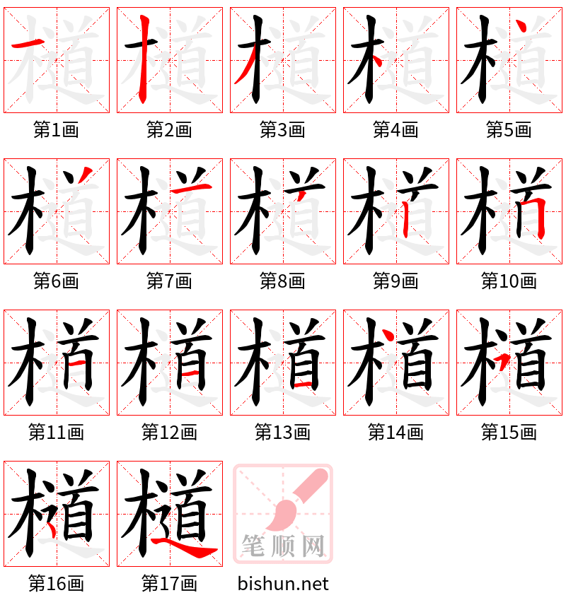 檤 笔顺规范