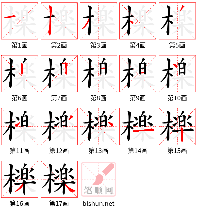 檪 笔顺规范