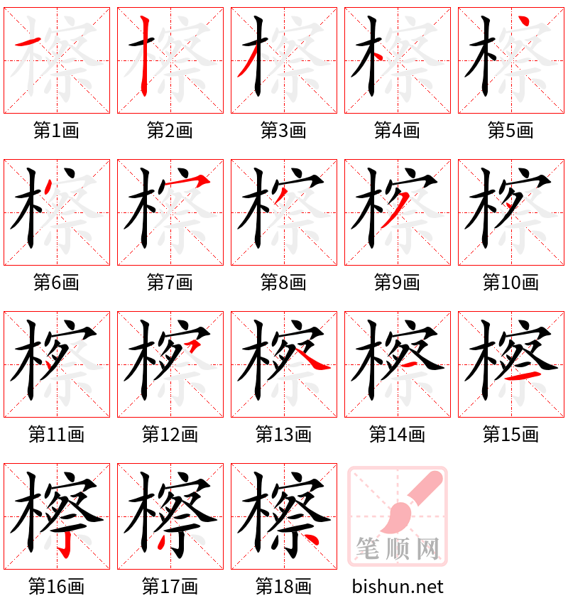 檫 笔顺规范