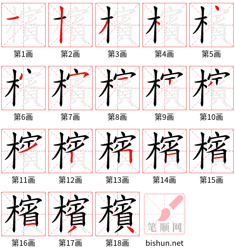 檳 笔顺规范