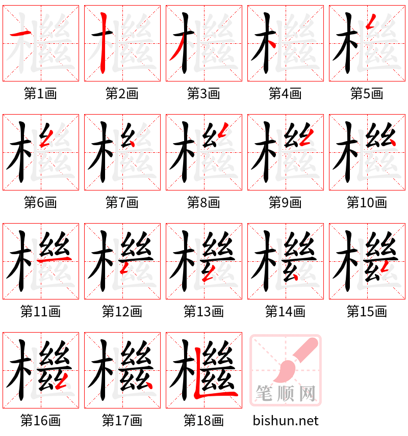 檵 笔顺规范