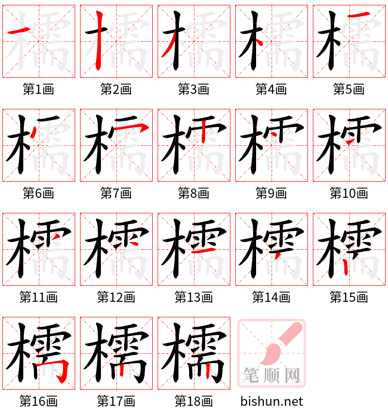 檽 笔顺规范