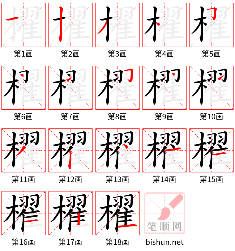 櫂 笔顺规范