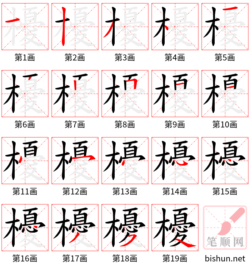 櫌 笔顺规范