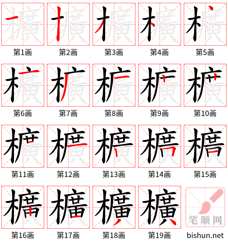 櫎 笔顺规范