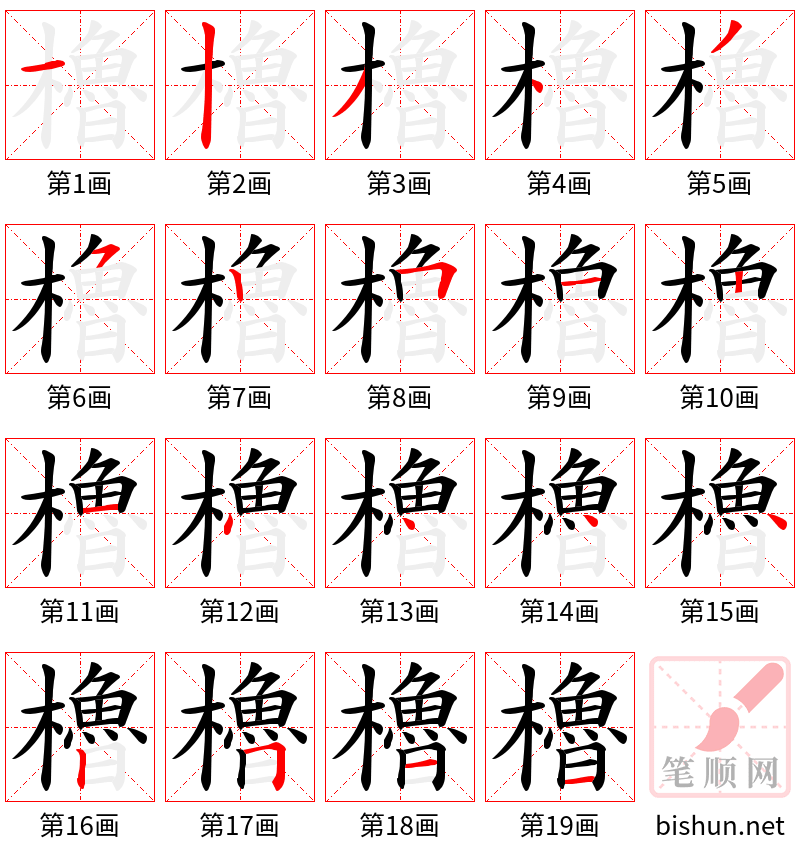 櫓 笔顺规范