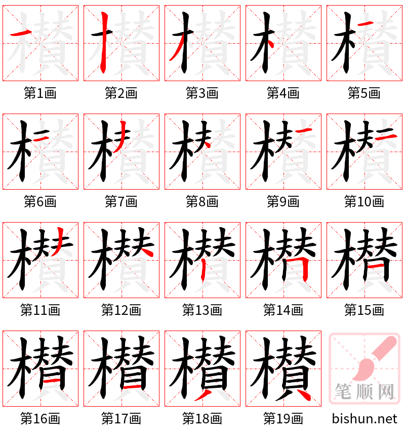 櫕 笔顺规范