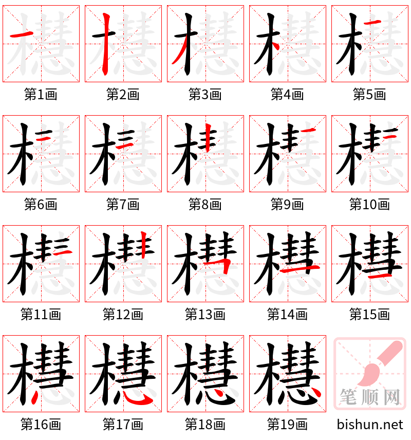 櫘 笔顺规范