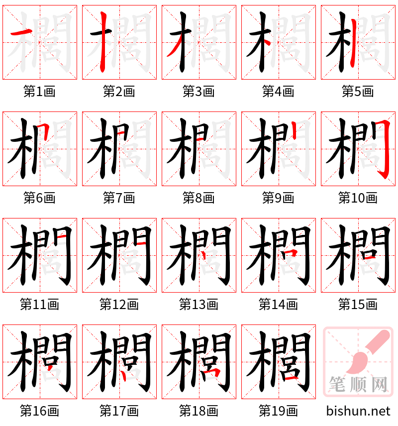 櫚 笔顺规范