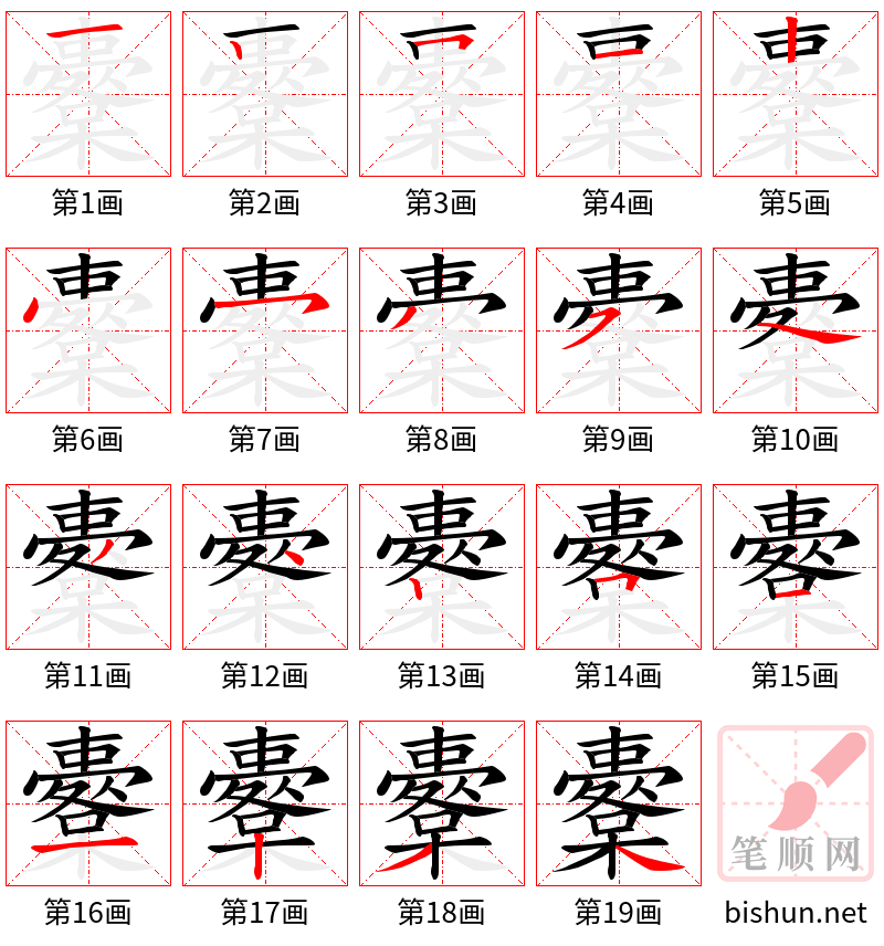 櫜 笔顺规范