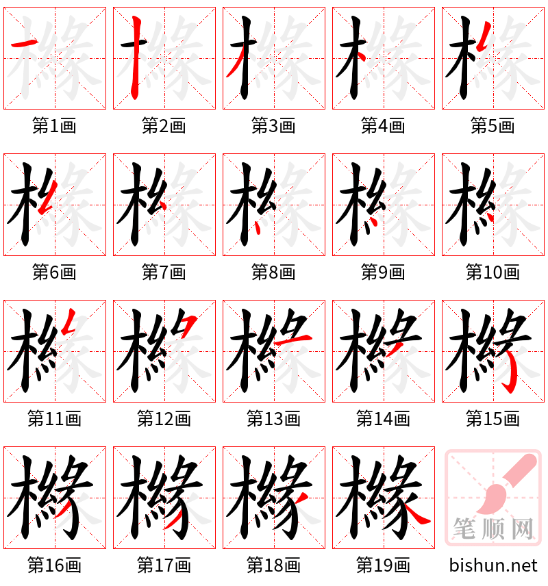 櫞 笔顺规范