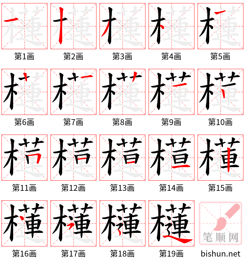 櫣 笔顺规范