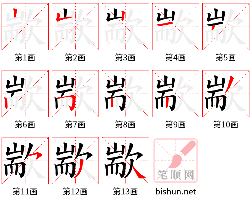 歂 笔顺规范