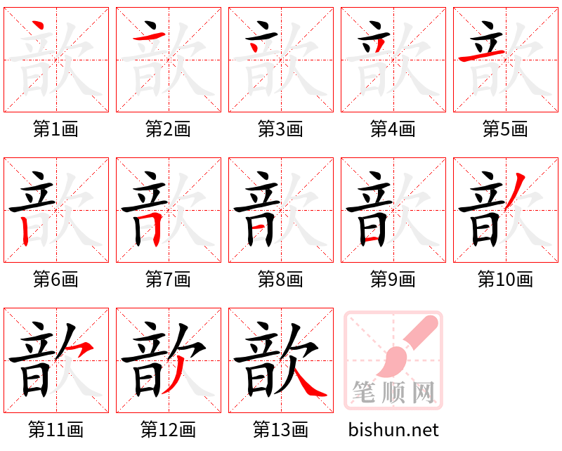 歆 笔顺规范