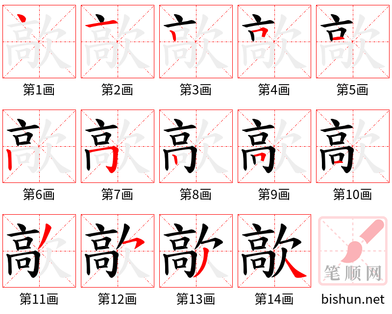 歊 笔顺规范