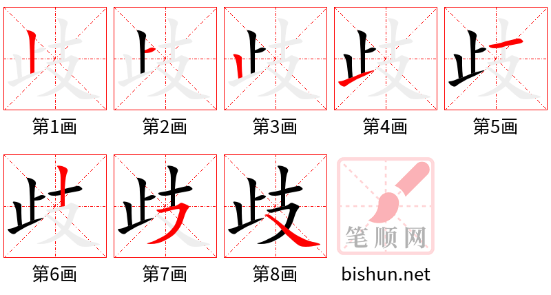 歧 笔顺规范