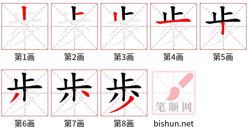 歩 笔顺规范