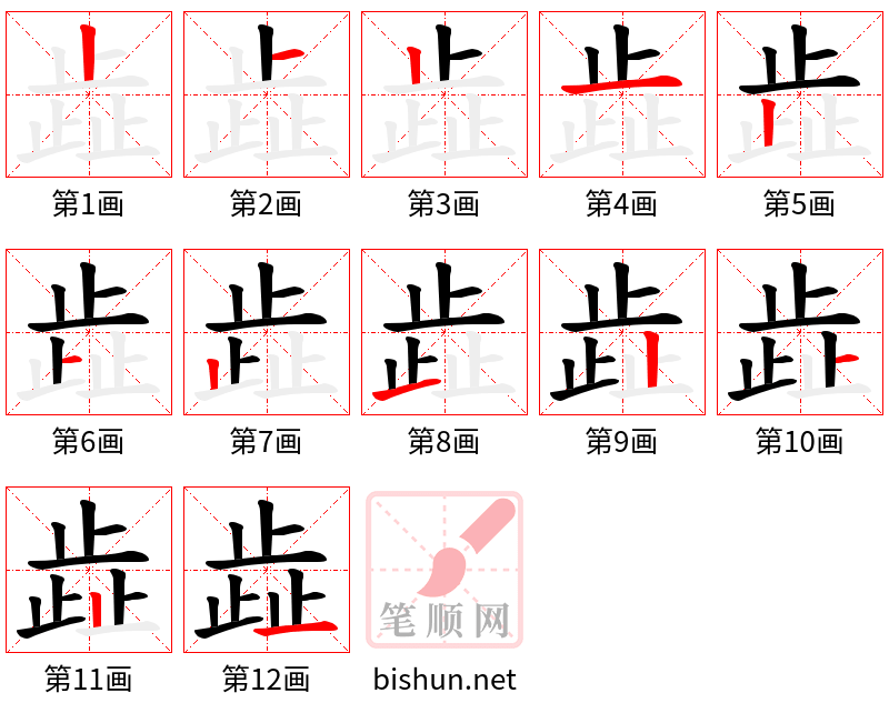 歮 笔顺规范