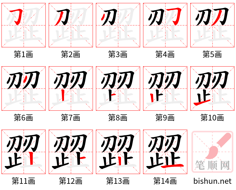 歰 笔顺规范