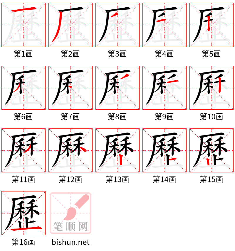 歷 笔顺规范