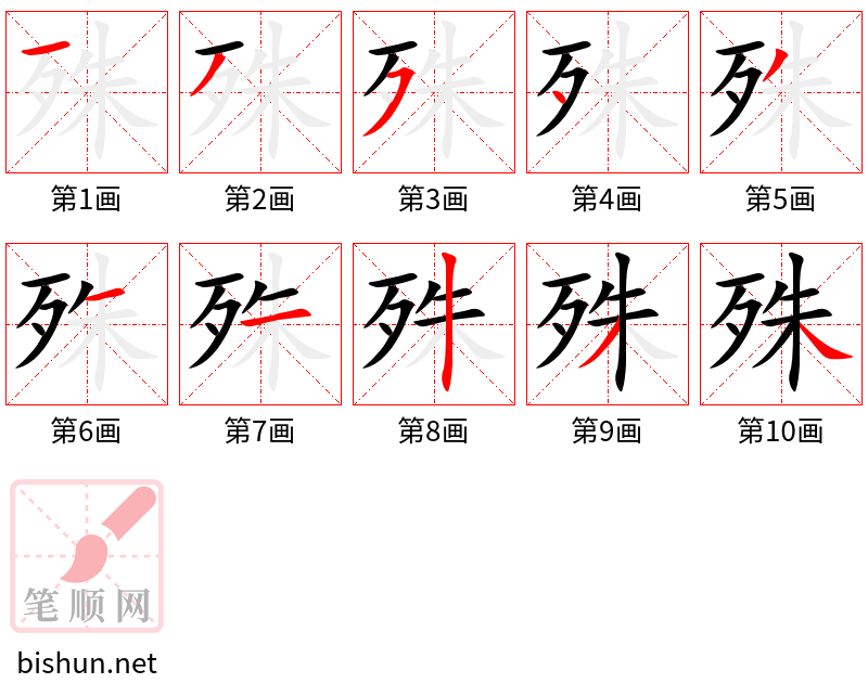 殊 笔顺规范