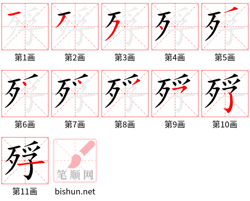 殍 笔顺规范