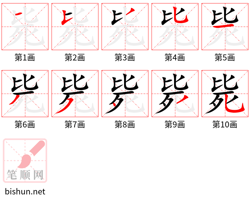 毙 笔顺规范