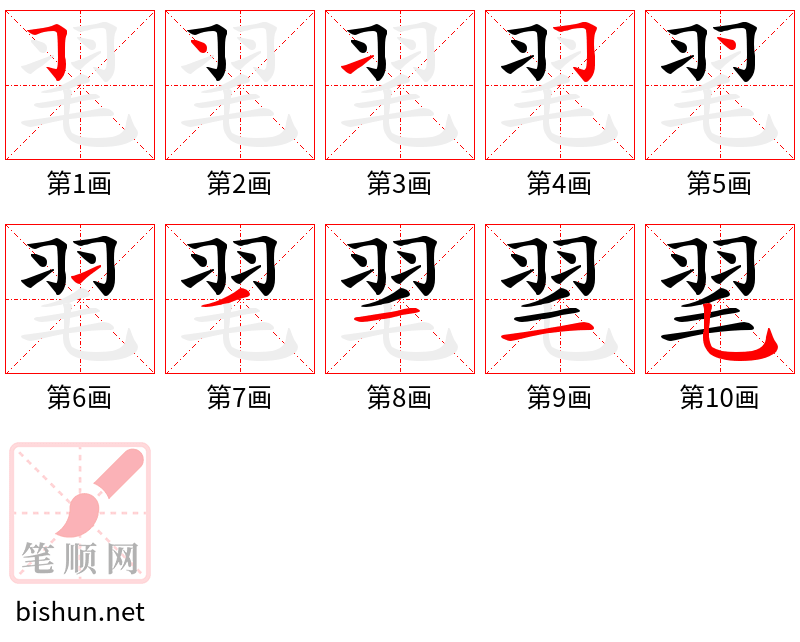 毣 笔顺规范