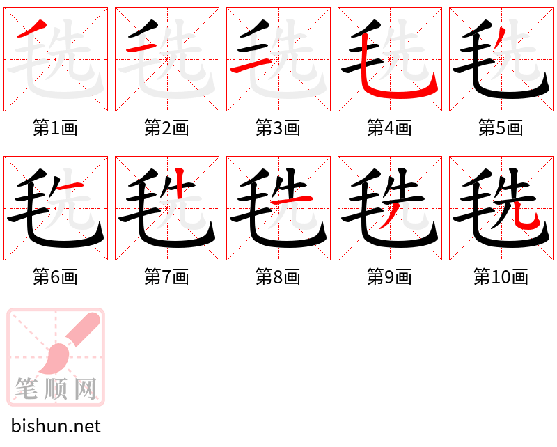 毨 笔顺规范