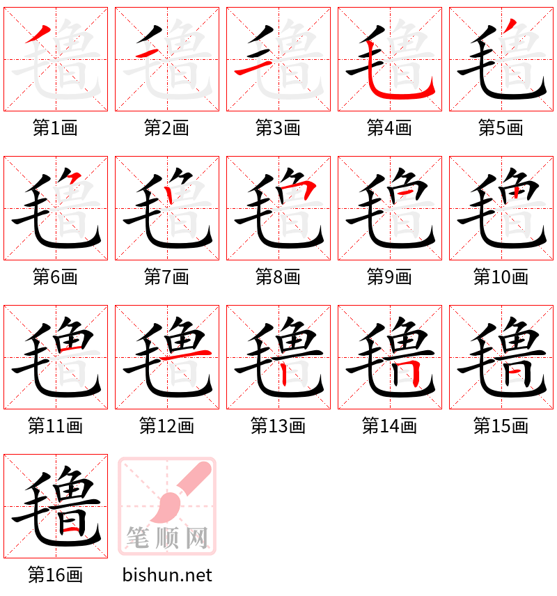 氇 笔顺规范