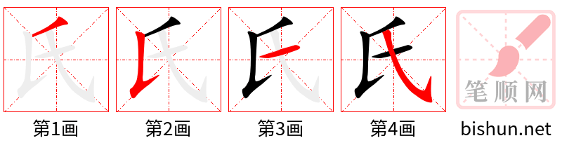 氏 笔顺规范