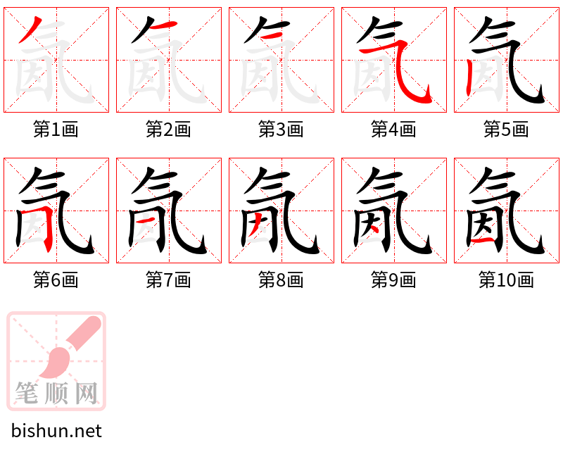 氤 笔顺规范