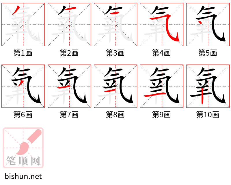 氧 笔顺规范