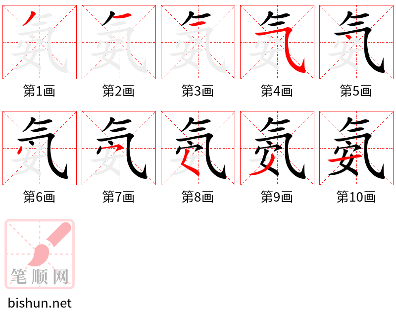 氨 笔顺规范