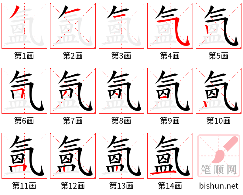 氳 笔顺规范